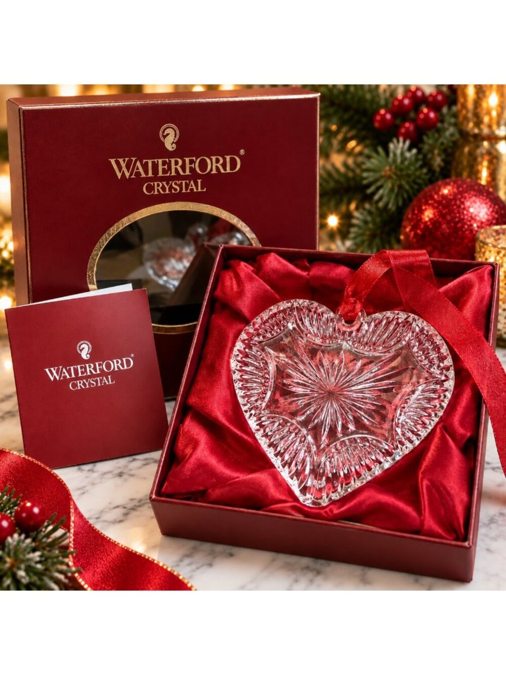 Vintage Waterford Crystal Sweetheart Heart Christmas Ornament Retired NIB
